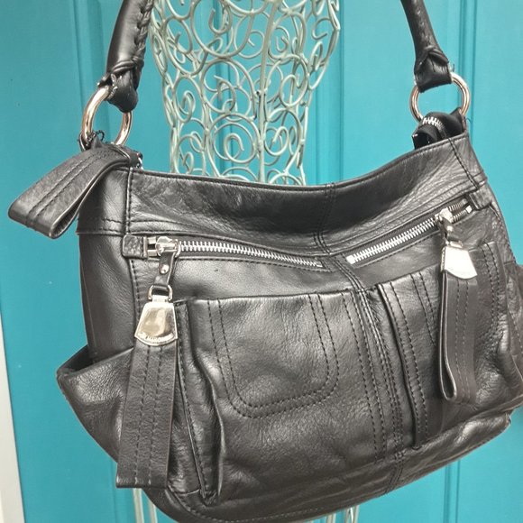 Genuine Leather Hobo Bag Biker Chick Zipper Pockets Pouches - Picture 6 of 16